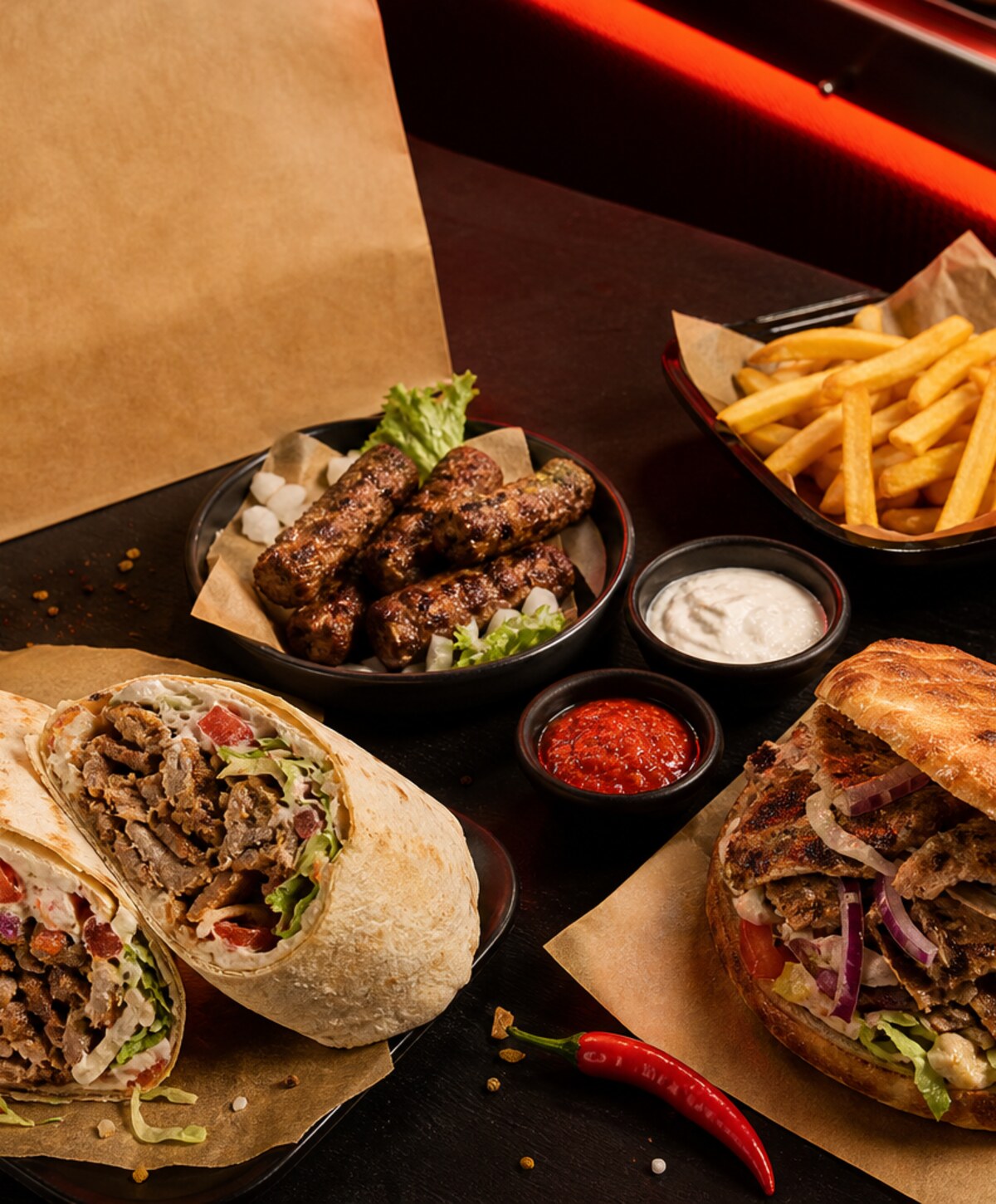 Kebab wrap i fast food ponuda